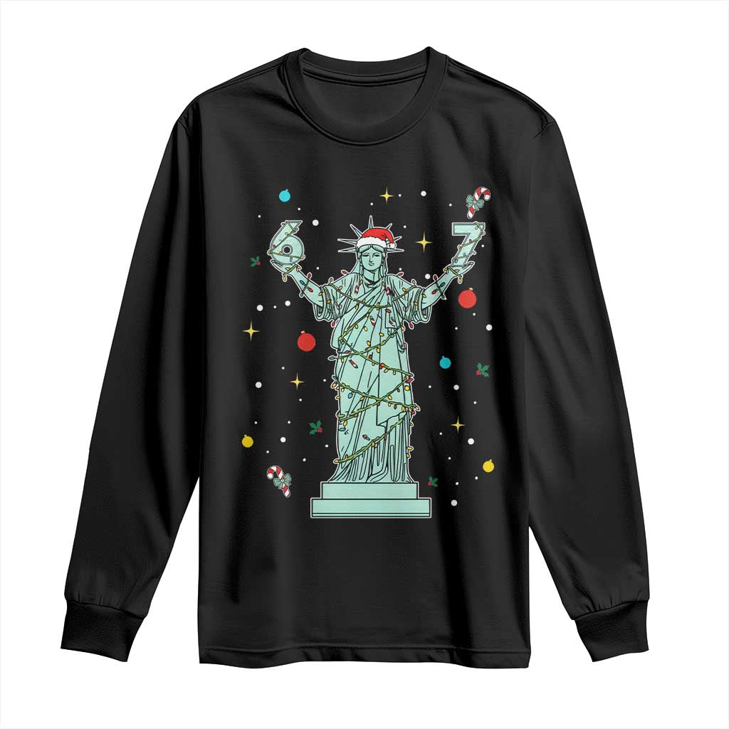 Doot Doot 67 Statue Of Liberty Long Sleeve Shirt Funny Gen Alpha 67 Trend Christmas Gift - Wonder Print Shop