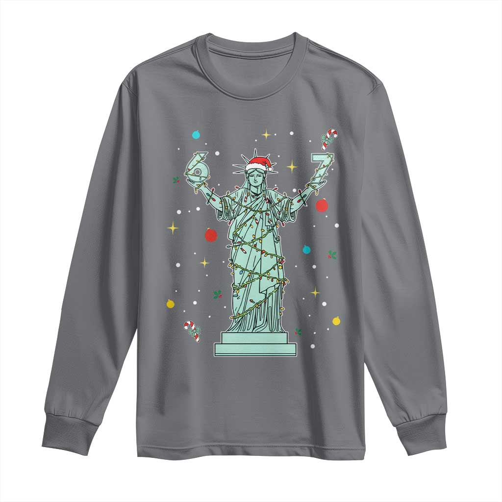 Doot Doot 67 Statue Of Liberty Long Sleeve Shirt Funny Gen Alpha 67 Trend Christmas Gift - Wonder Print Shop