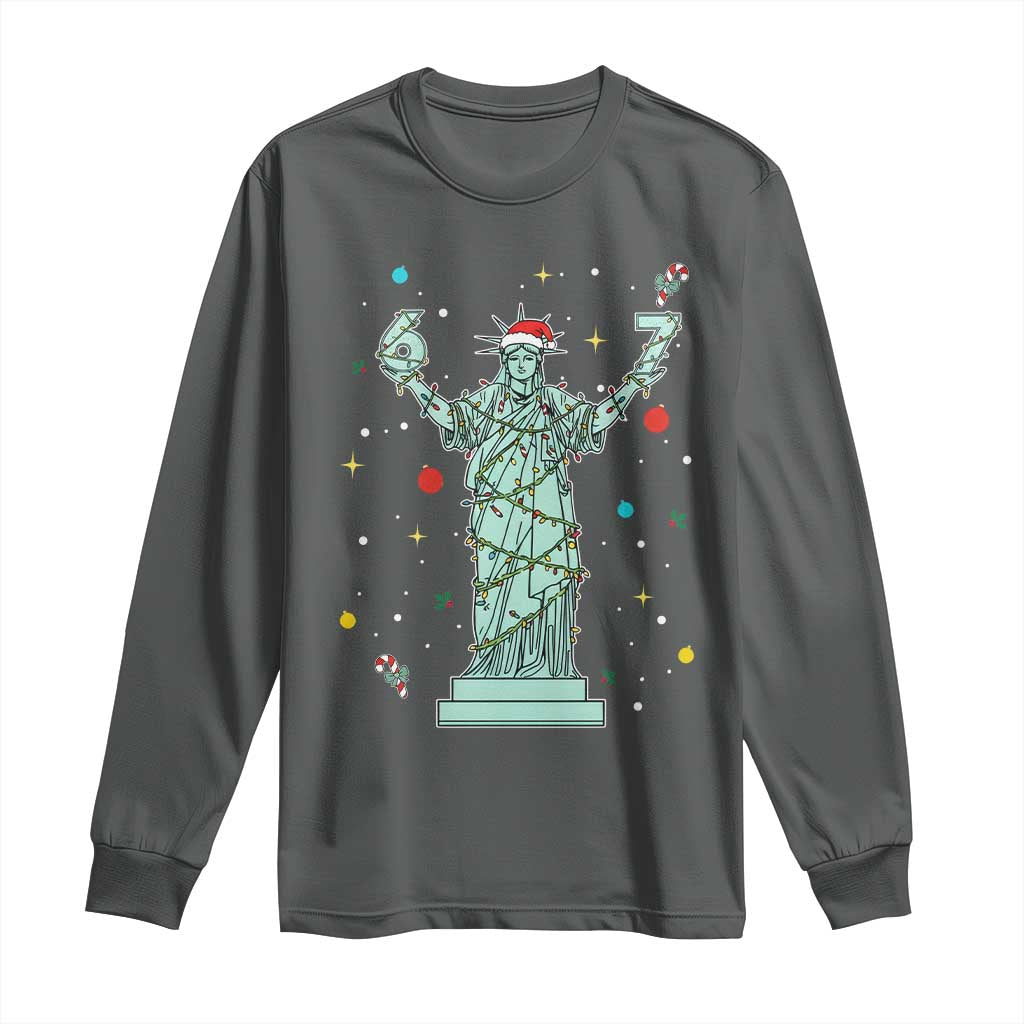 Doot Doot 67 Statue Of Liberty Long Sleeve Shirt Funny Gen Alpha 67 Trend Christmas Gift - Wonder Print Shop