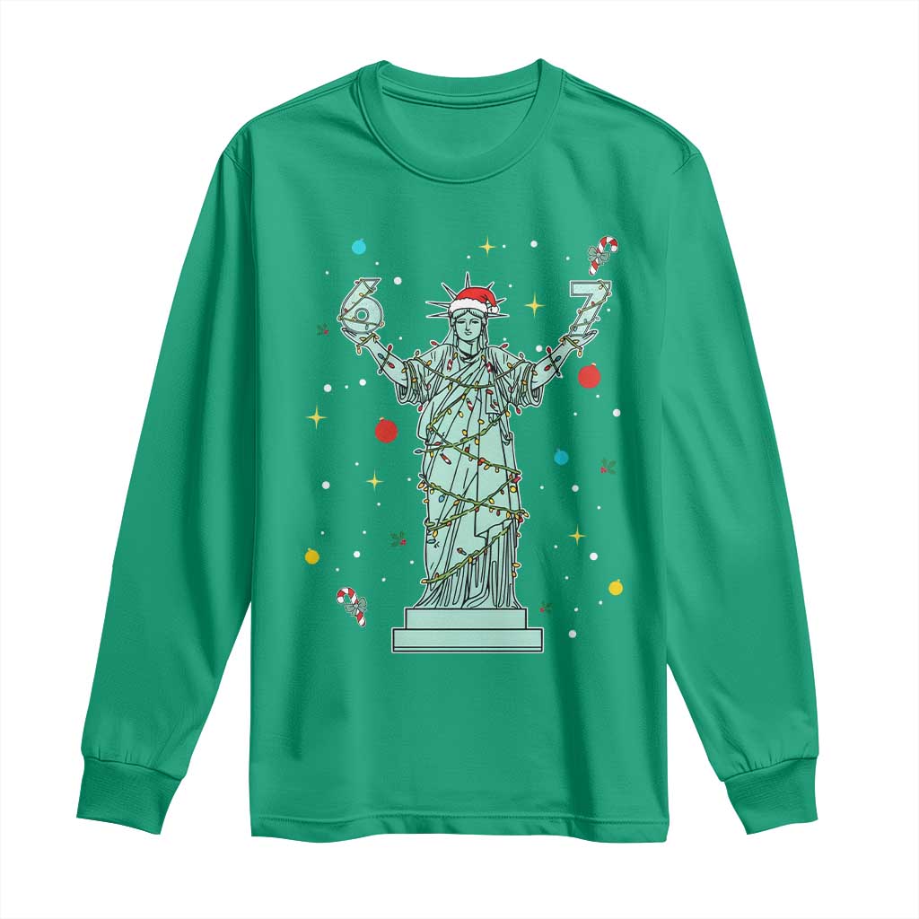 Doot Doot 67 Statue Of Liberty Long Sleeve Shirt Funny Gen Alpha 67 Trend Christmas Gift - Wonder Print Shop