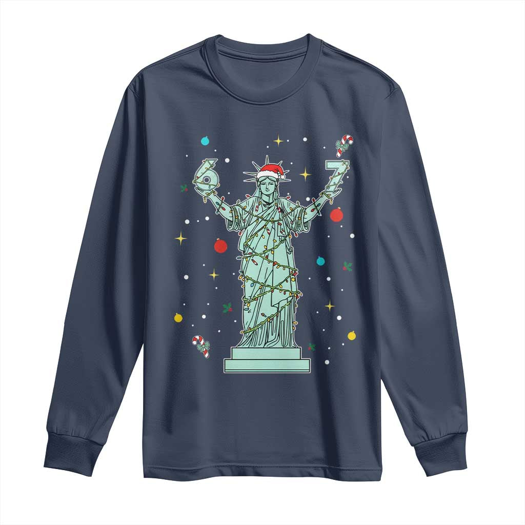 Doot Doot 67 Statue Of Liberty Long Sleeve Shirt Funny Gen Alpha 67 Trend Christmas Gift - Wonder Print Shop