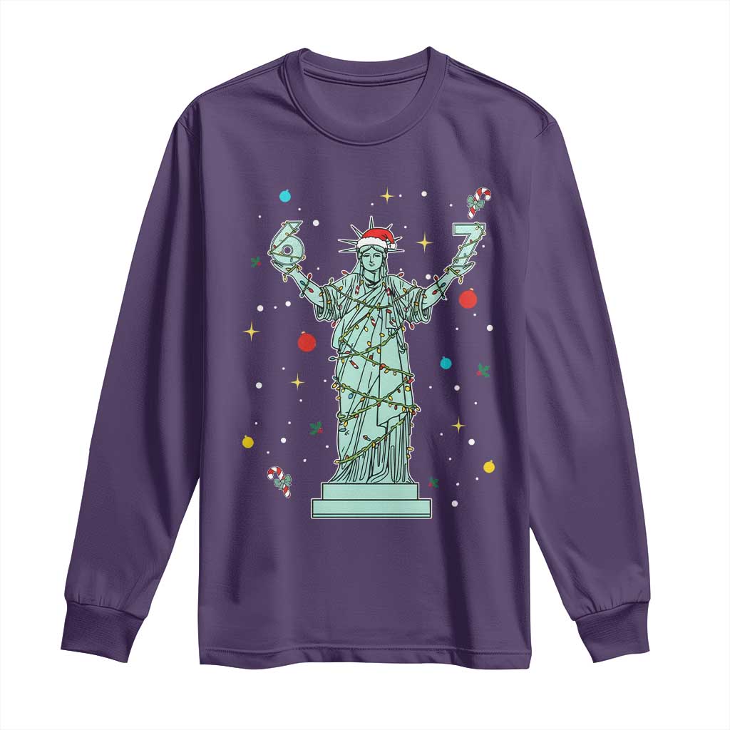 Doot Doot 67 Statue Of Liberty Long Sleeve Shirt Funny Gen Alpha 67 Trend Christmas Gift - Wonder Print Shop