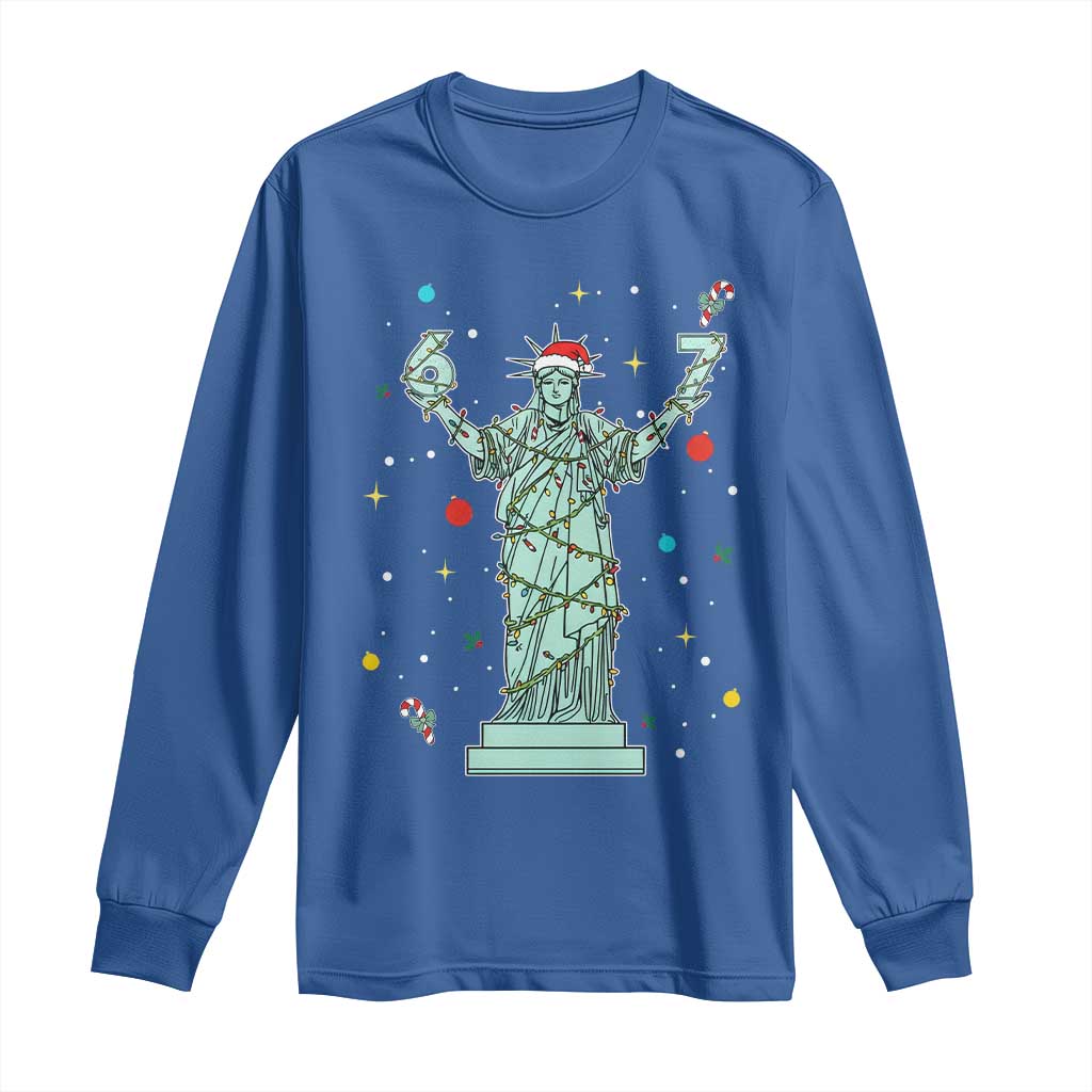 Doot Doot 67 Statue Of Liberty Long Sleeve Shirt Funny Gen Alpha 67 Trend Christmas Gift - Wonder Print Shop