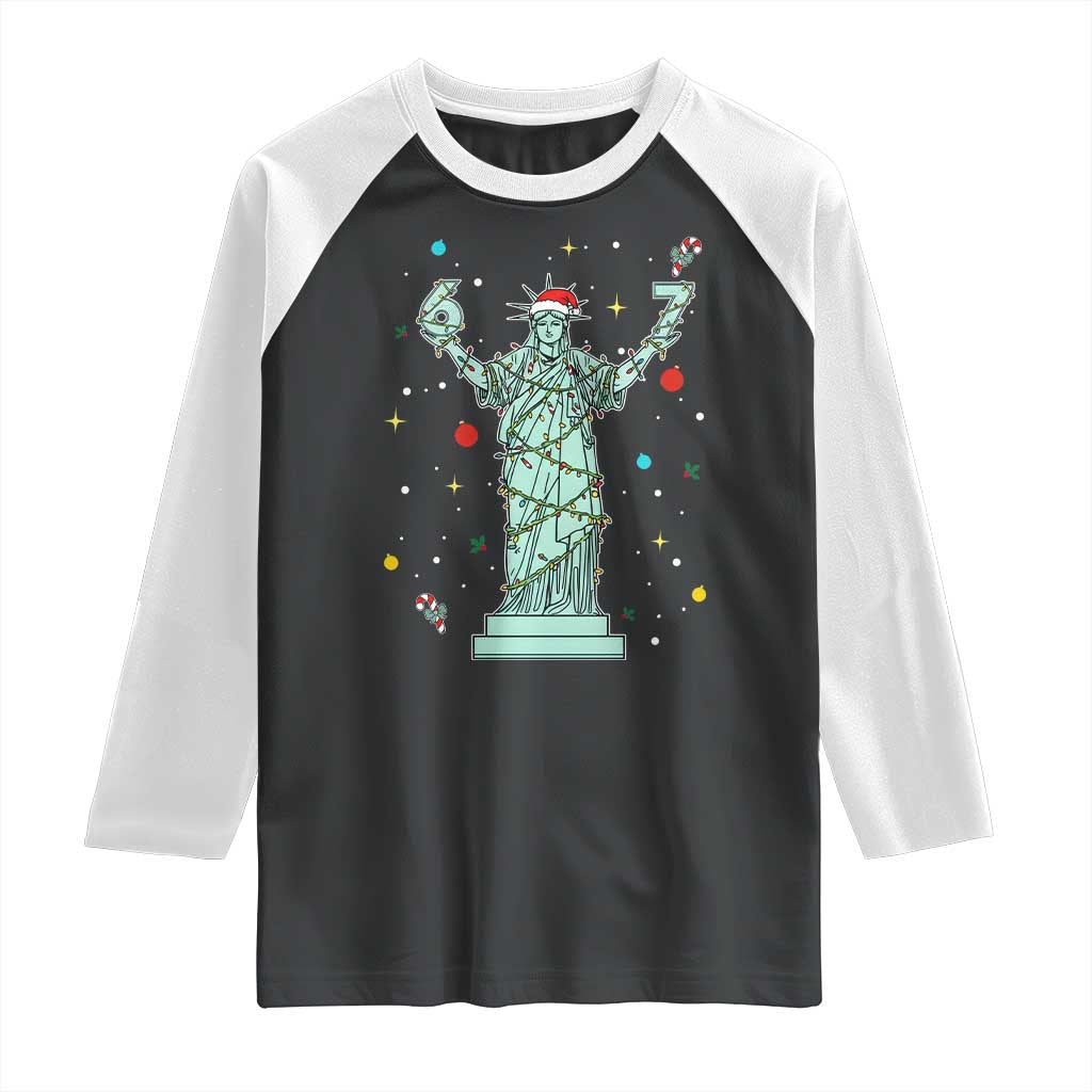 Doot Doot 67 Statue Of Liberty Raglan Shirt Funny Gen Alpha 67 Trend Christmas Gift - Wonder Print Shop
