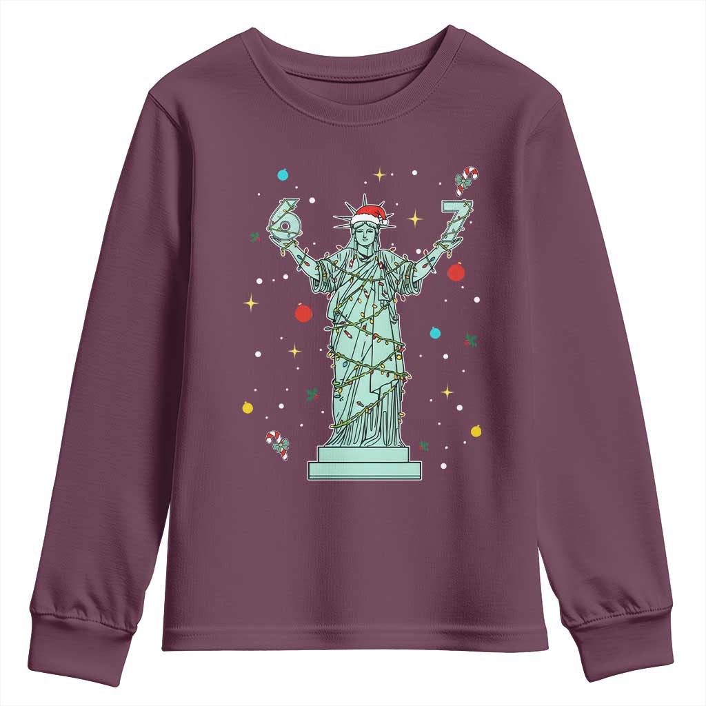 Doot Doot 67 Statue Of Liberty Youth Sweatshirt Funny Gen Alpha 67 Trend Christmas Gift - Wonder Print Shop
