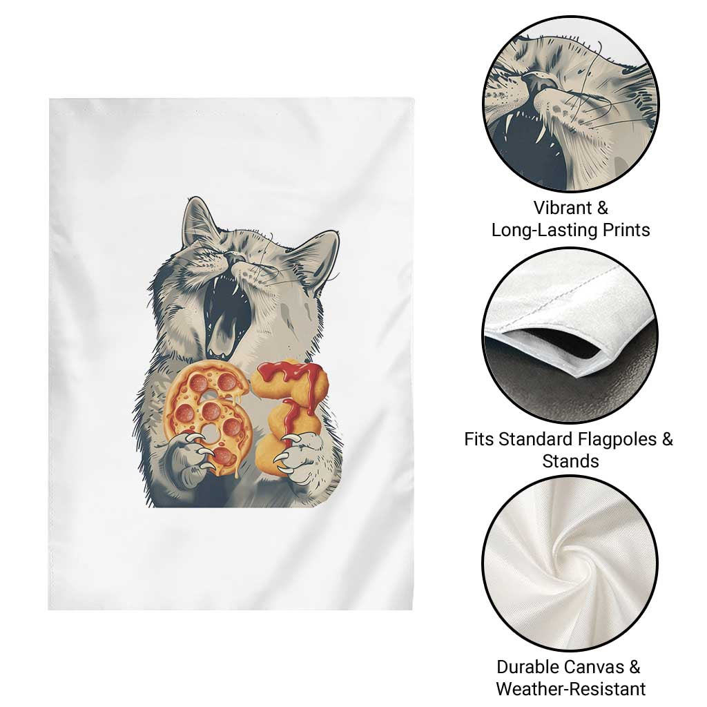 Six Seven Meme Cat 67 Pizza Nugget Garden Flag Funny Gen Alpha 67 Trend Gift - Wonder Print Shop