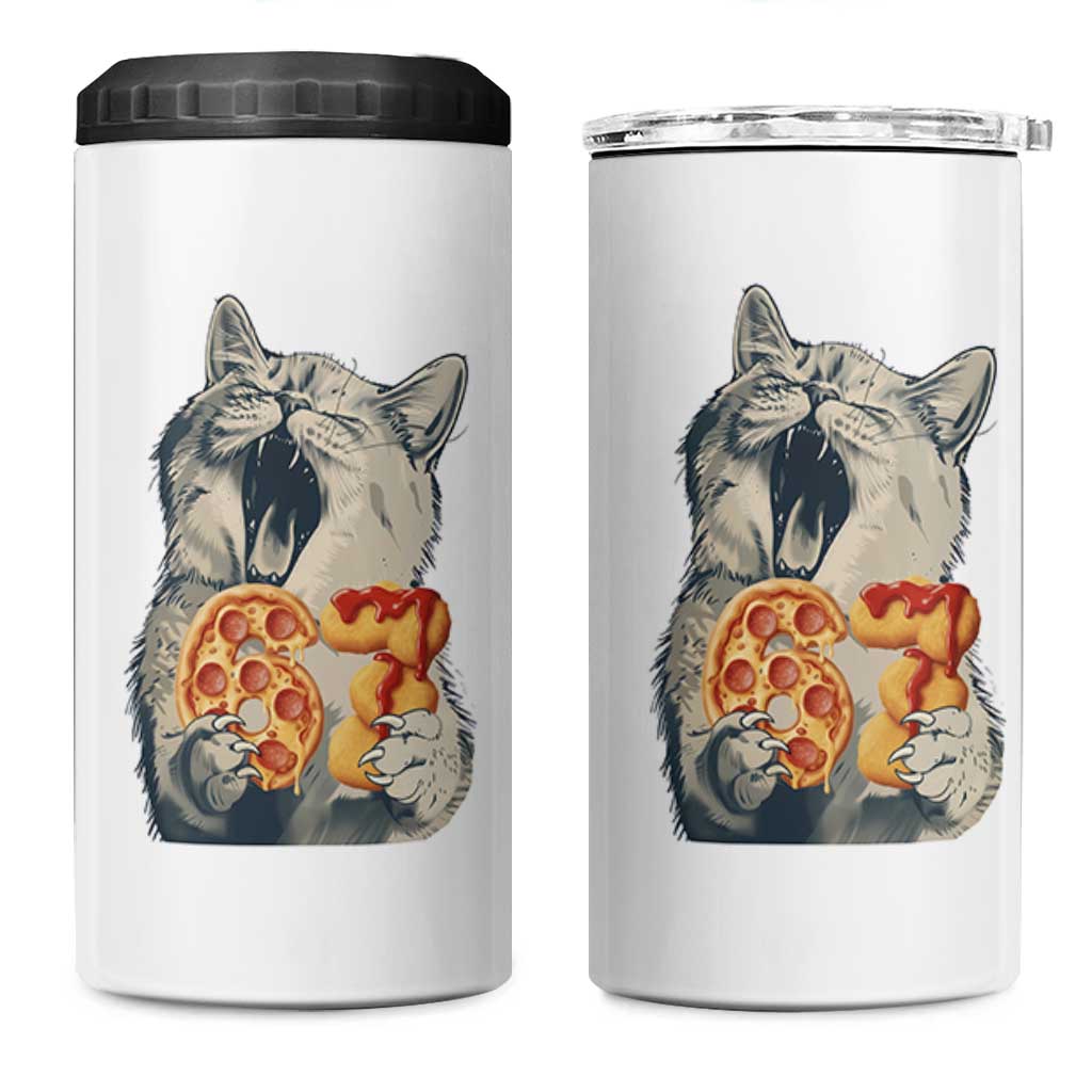 Six Seven Meme Cat 67 Pizza Nugget 4 in 1 Can Cooler Tumbler Funny Gen Alpha 67 Trend Gift - Wonder Print Shop