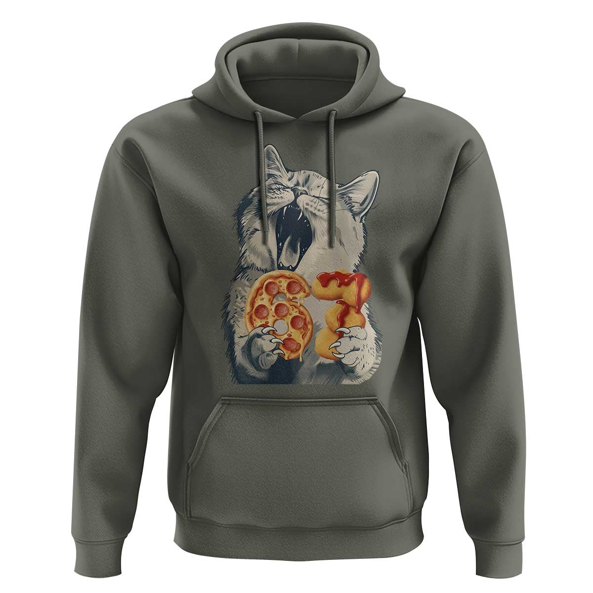 Six Seven Meme Cat 67 Pizza Nugget Hoodie Funny Gen Alpha 67 Trend Gift - Wonder Print Shop
