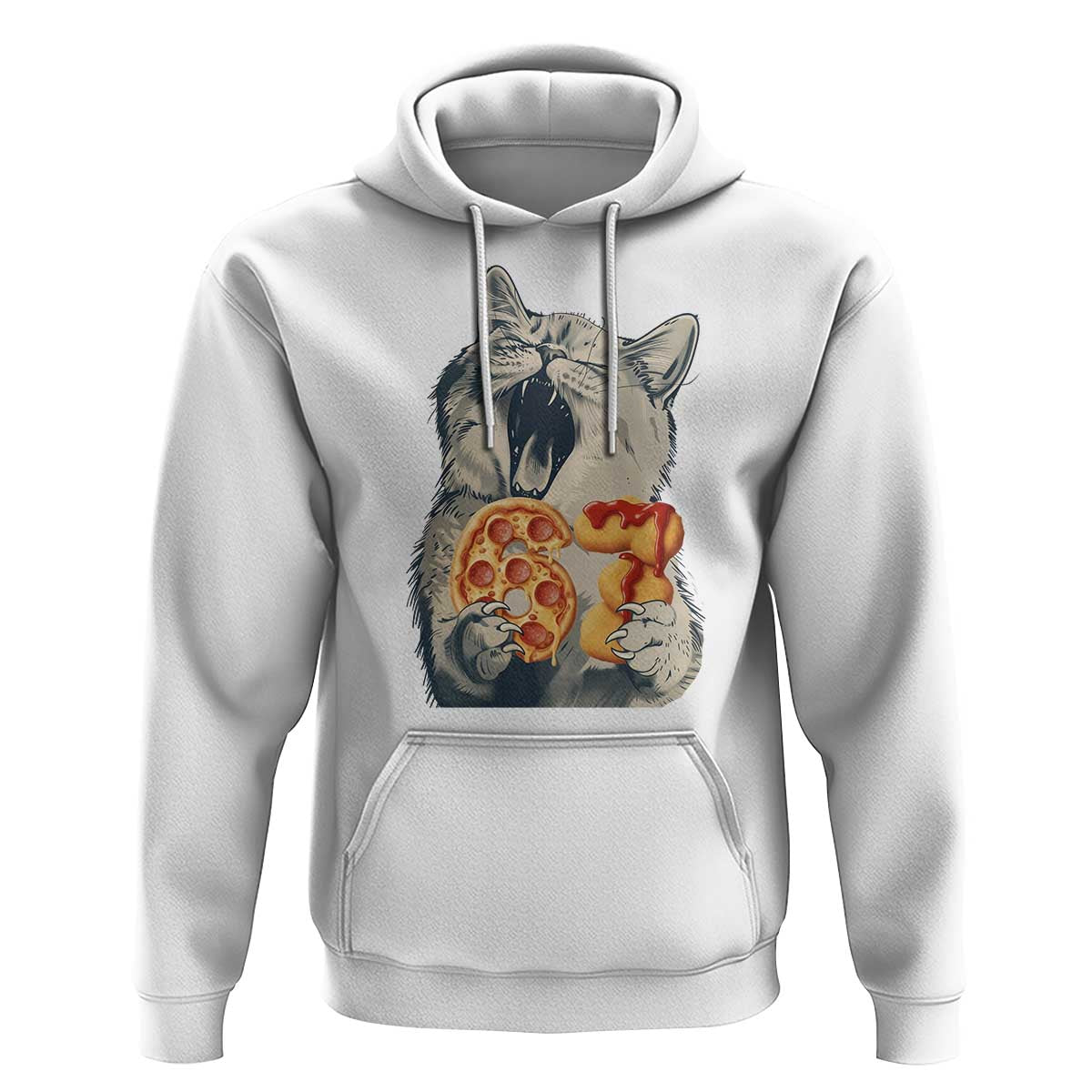 Six Seven Meme Cat 67 Pizza Nugget Hoodie Funny Gen Alpha 67 Trend Gift - Wonder Print Shop