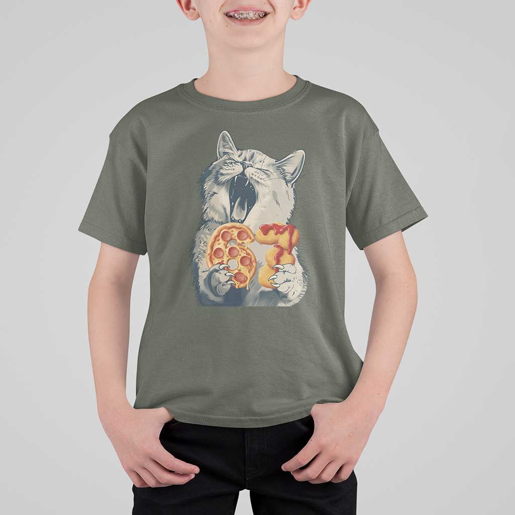 Six Seven Meme Cat 67 Pizza Nugget T Shirt For Kid Funny Gen Alpha 67 Trend Gift - Wonder Print Shop