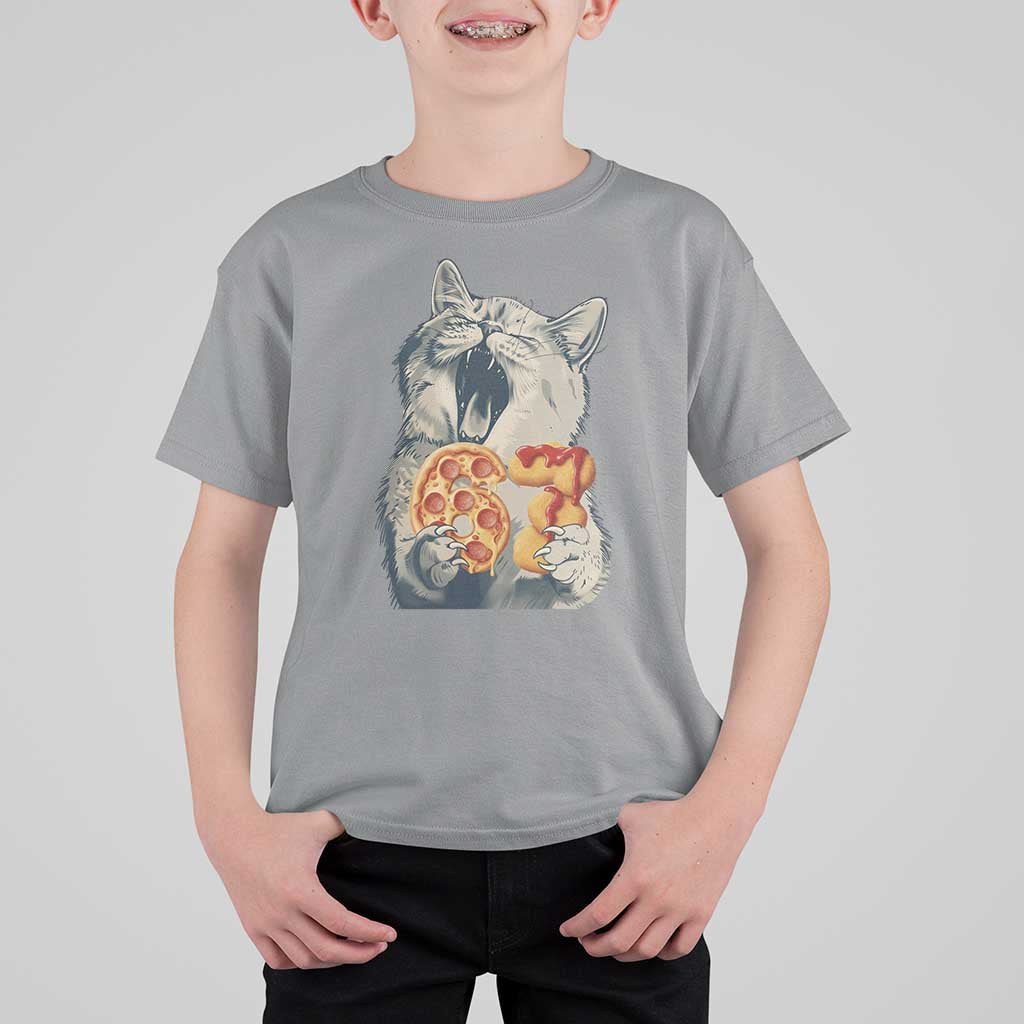 Six Seven Meme Cat 67 Pizza Nugget T Shirt For Kid Funny Gen Alpha 67 Trend Gift - Wonder Print Shop
