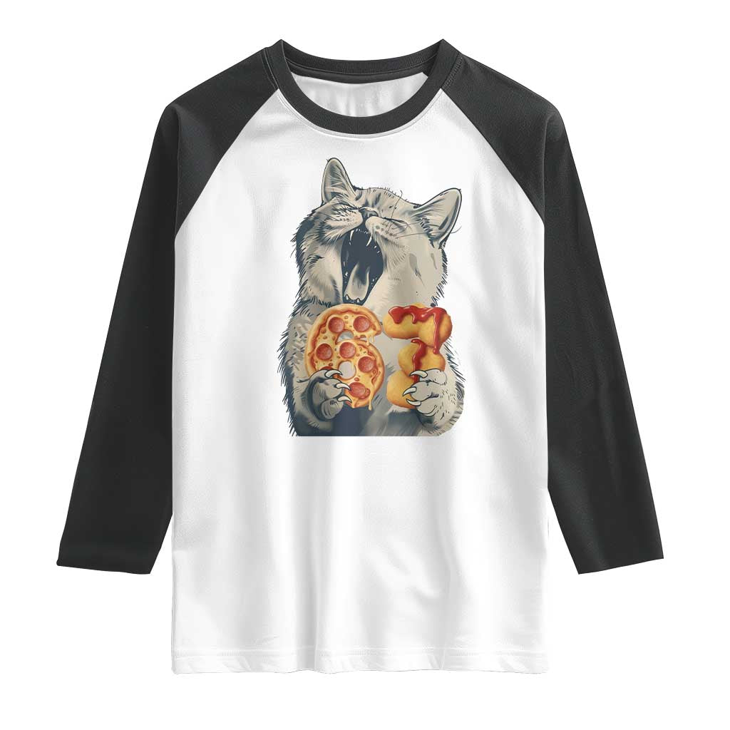 Six Seven Meme Cat 67 Pizza Nugget Raglan Shirt Funny Gen Alpha 67 Trend Gift - Wonder Print Shop
