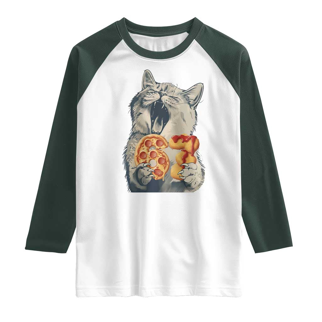 Six Seven Meme Cat 67 Pizza Nugget Raglan Shirt Funny Gen Alpha 67 Trend Gift - Wonder Print Shop