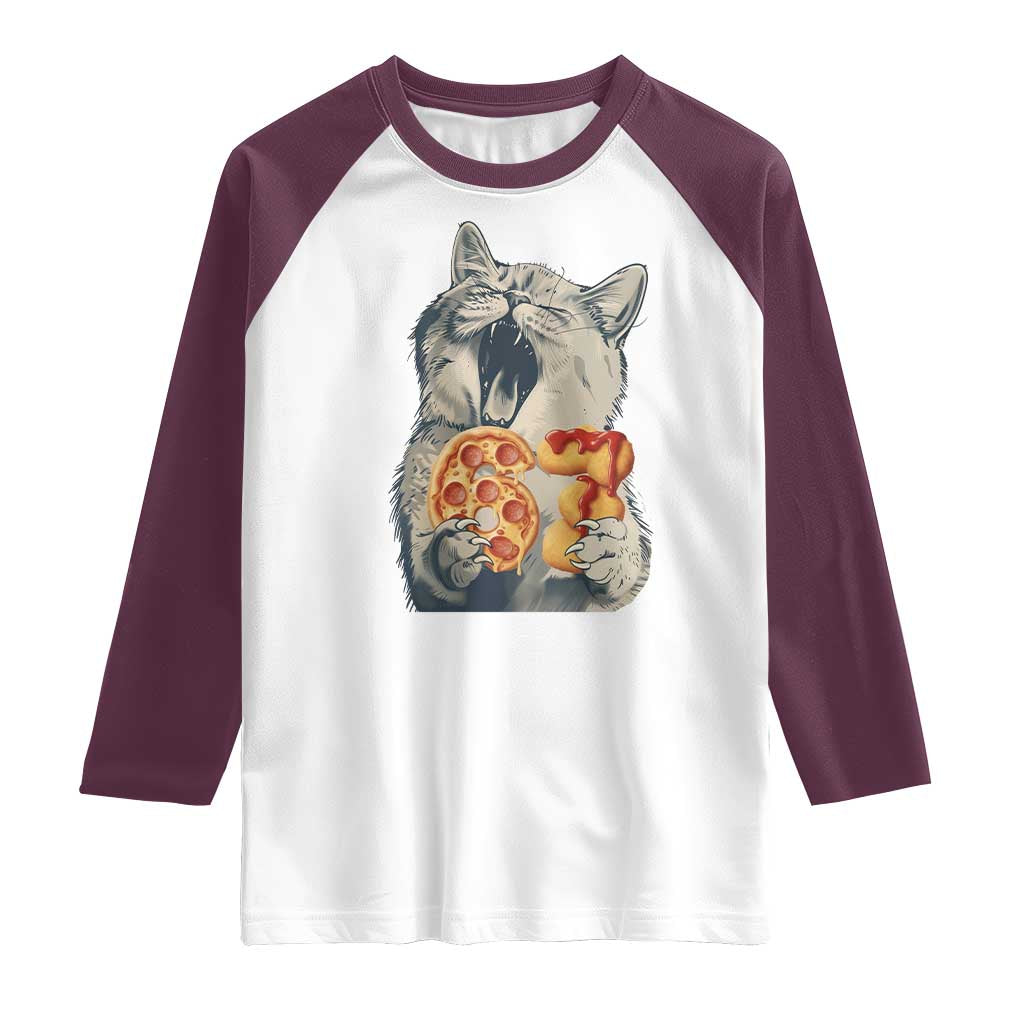 Six Seven Meme Cat 67 Pizza Nugget Raglan Shirt Funny Gen Alpha 67 Trend Gift - Wonder Print Shop