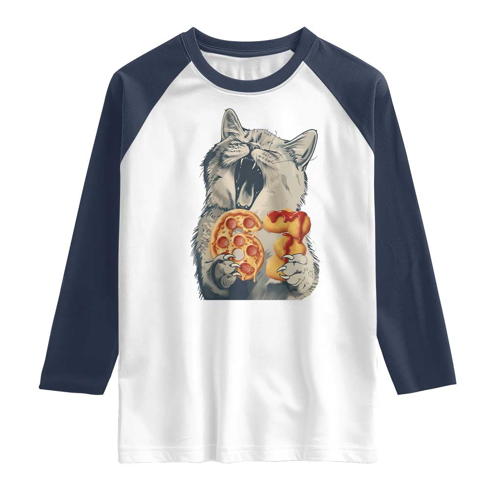 Six Seven Meme Cat 67 Pizza Nugget Raglan Shirt Funny Gen Alpha 67 Trend Gift - Wonder Print Shop