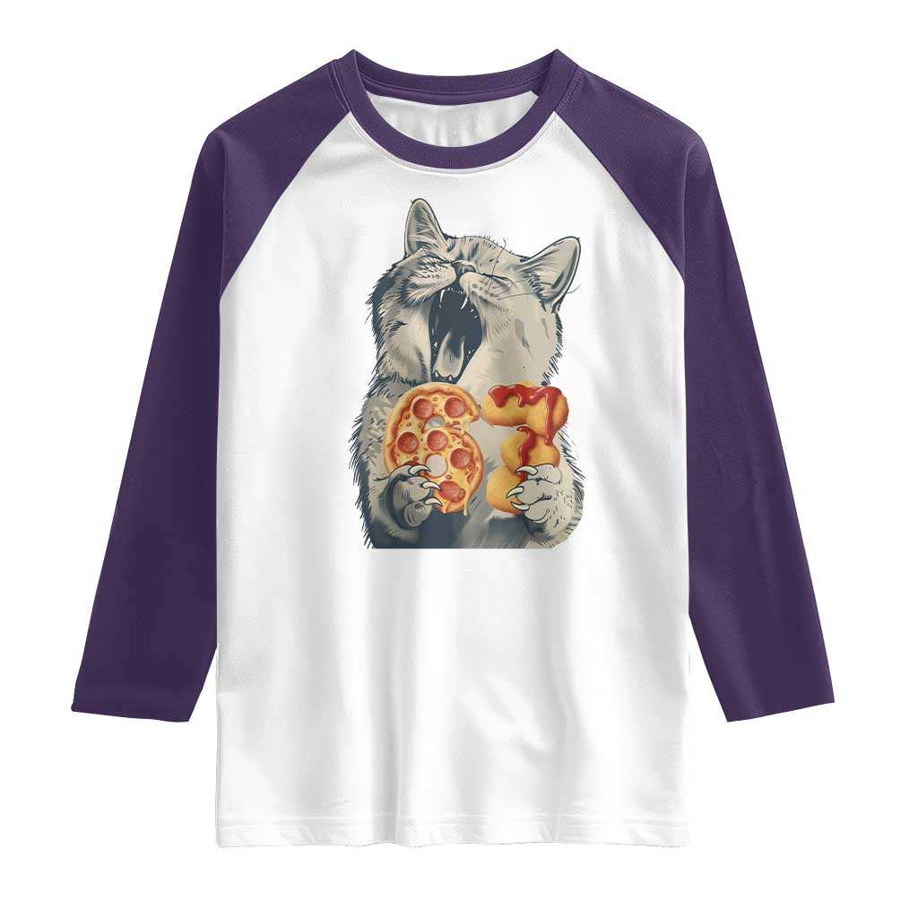 Six Seven Meme Cat 67 Pizza Nugget Raglan Shirt Funny Gen Alpha 67 Trend Gift - Wonder Print Shop