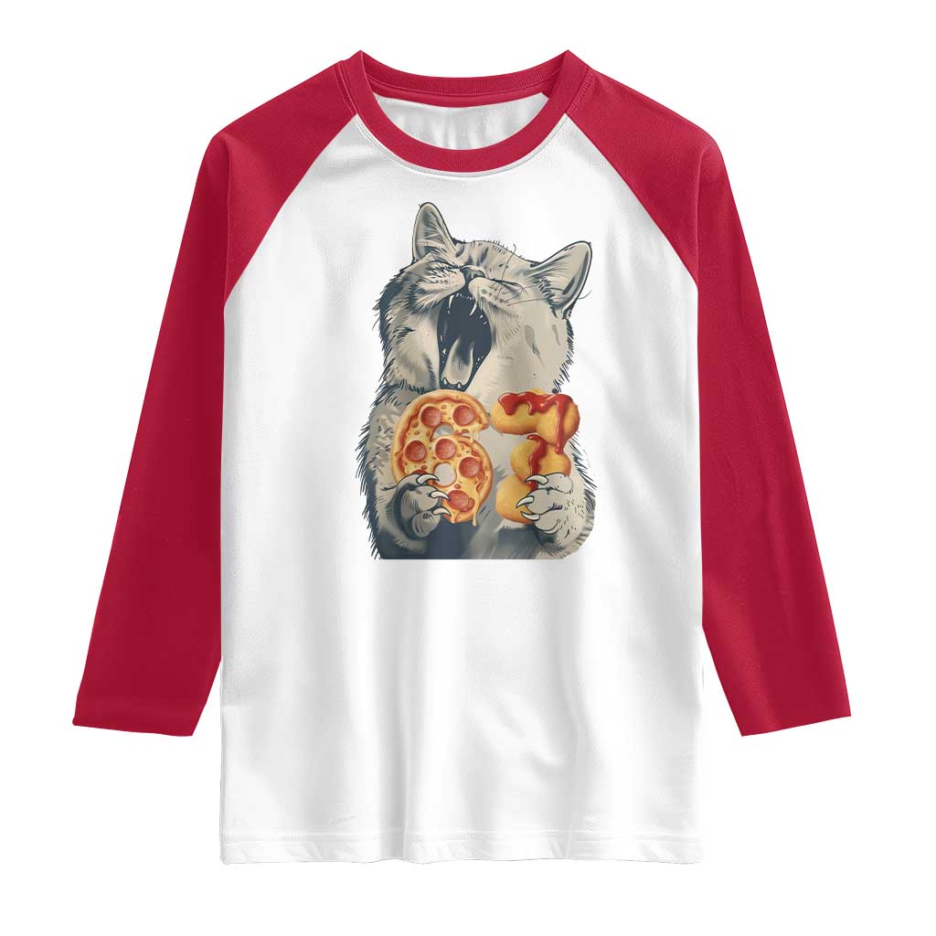Six Seven Meme Cat 67 Pizza Nugget Raglan Shirt Funny Gen Alpha 67 Trend Gift - Wonder Print Shop