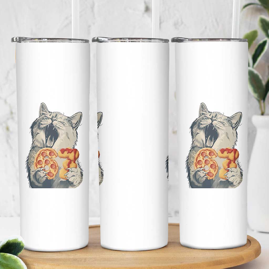 Six Seven Meme Cat 67 Pizza Nugget Skinny Tumbler Funny Gen Alpha 67 Trend Gift - Wonder Print Shop