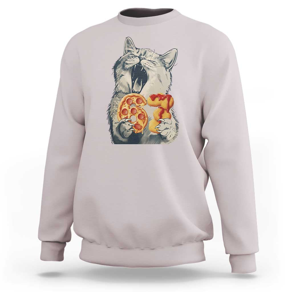 Six Seven Meme Cat 67 Pizza Nugget Sweatshirt Funny Gen Alpha 67 Trend Gift - Wonder Print Shop