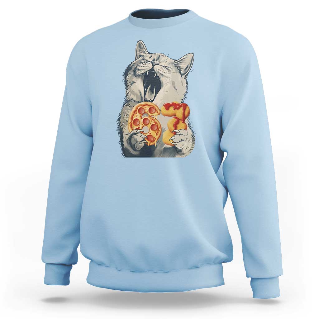 Six Seven Meme Cat 67 Pizza Nugget Sweatshirt Funny Gen Alpha 67 Trend Gift - Wonder Print Shop