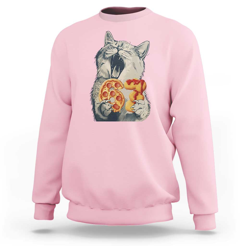 Six Seven Meme Cat 67 Pizza Nugget Sweatshirt Funny Gen Alpha 67 Trend Gift - Wonder Print Shop