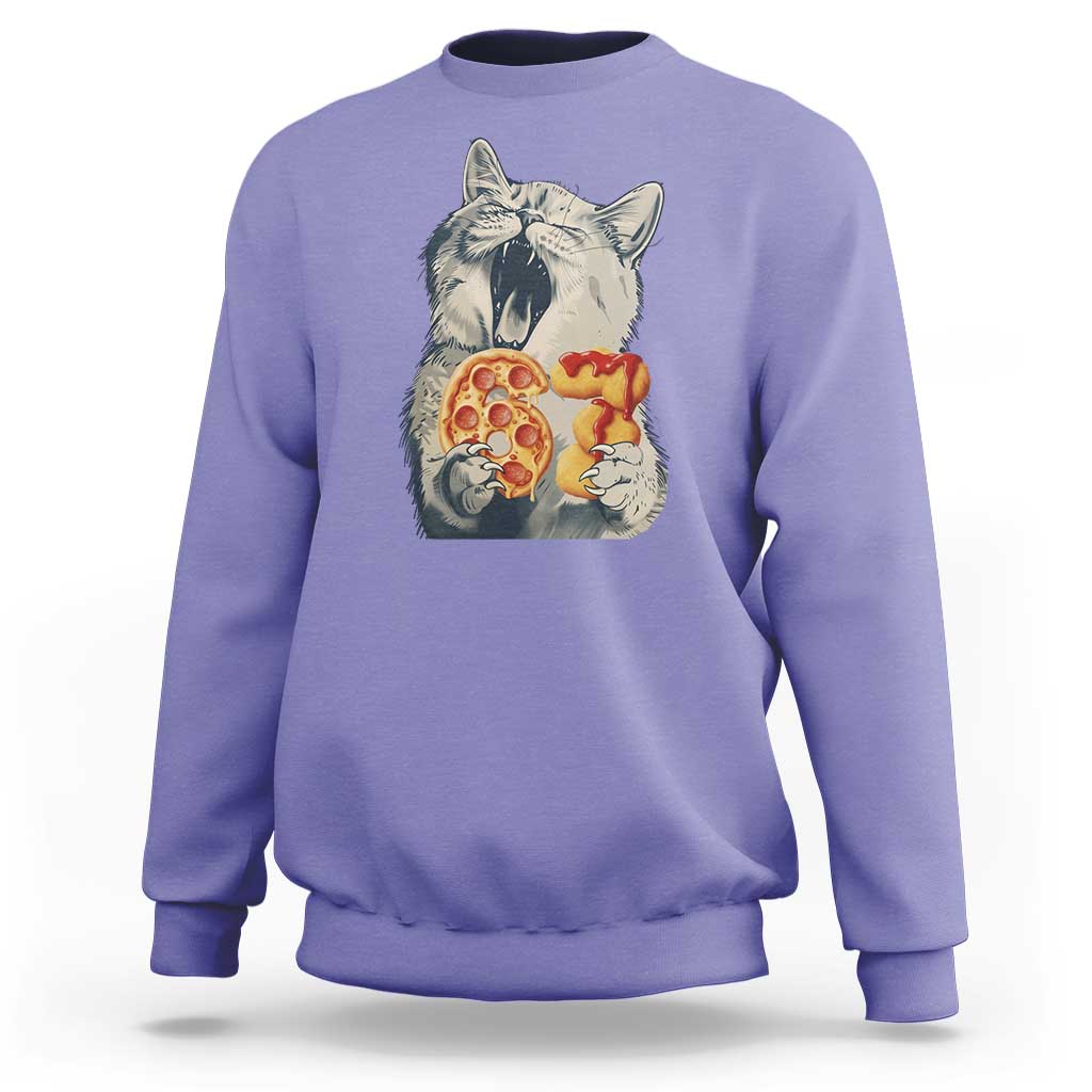 Six Seven Meme Cat 67 Pizza Nugget Sweatshirt Funny Gen Alpha 67 Trend Gift - Wonder Print Shop