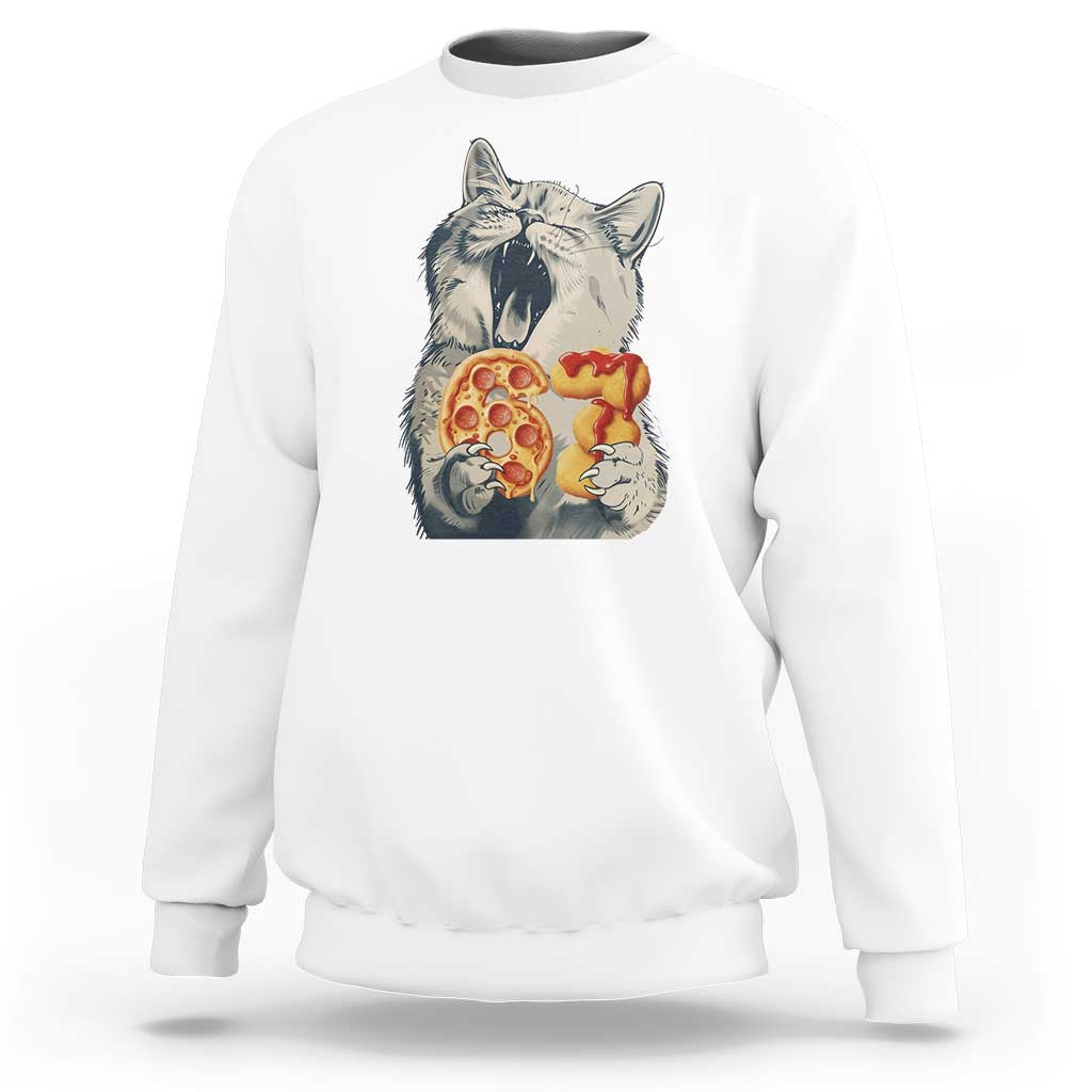Six Seven Meme Cat 67 Pizza Nugget Sweatshirt Funny Gen Alpha 67 Trend Gift - Wonder Print Shop