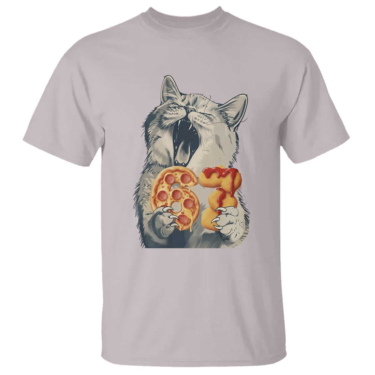 Six Seven Meme Cat 67 Pizza Nugget T Shirt Funny Gen Alpha 67 Trend Gift - Wonder Print Shop