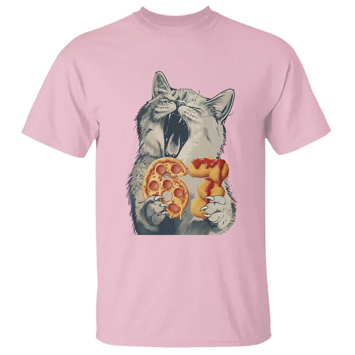 Six Seven Meme Cat 67 Pizza Nugget T Shirt Funny Gen Alpha 67 Trend Gift - Wonder Print Shop