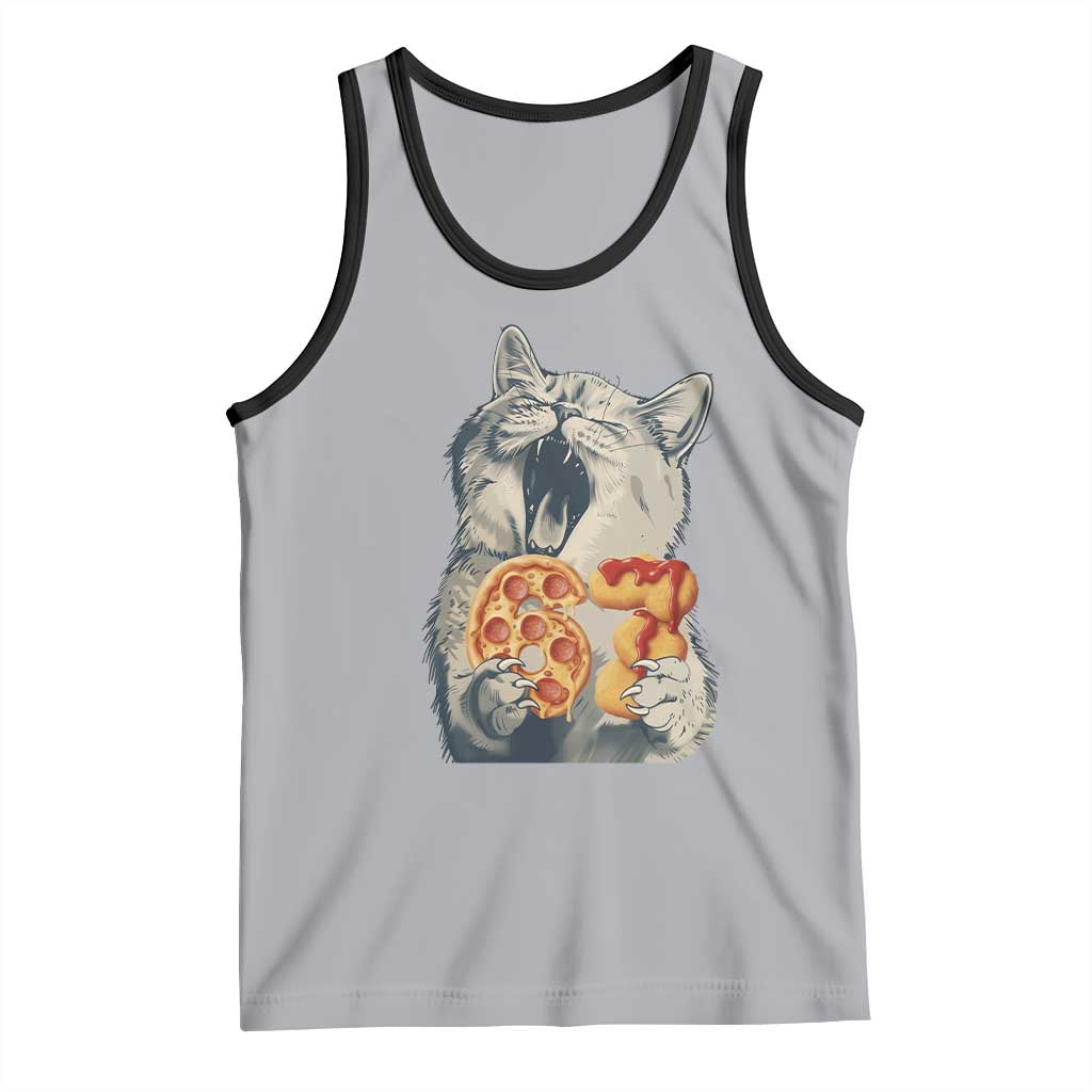 Six Seven Meme Cat 67 Pizza Nugget Tank Top Funny Gen Alpha 67 Trend Gift - Wonder Print Shop