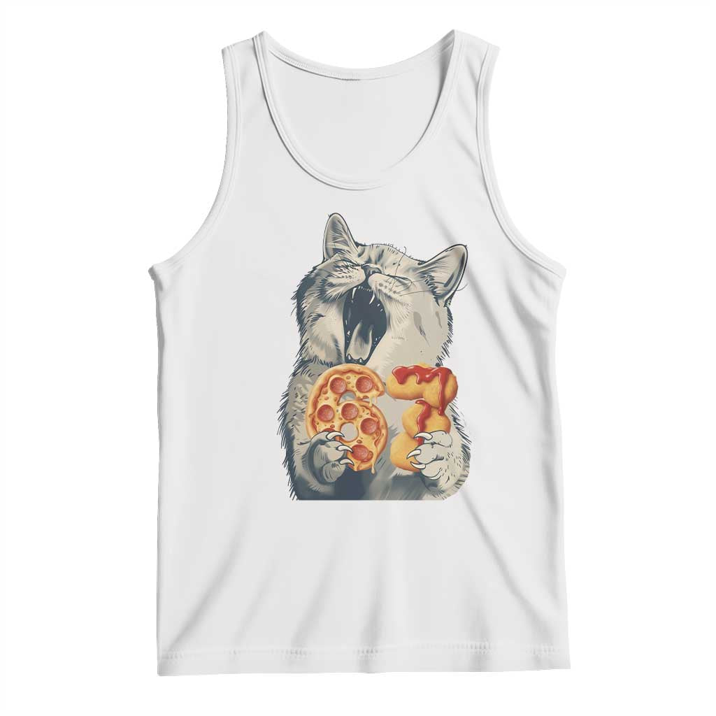 Six Seven Meme Cat 67 Pizza Nugget Tank Top Funny Gen Alpha 67 Trend Gift - Wonder Print Shop