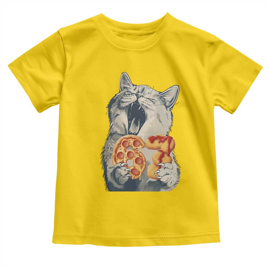 Six Seven Meme Cat 67 Pizza Nugget Toddler T Shirt Funny Gen Alpha 67 Trend Gift - Wonder Print Shop