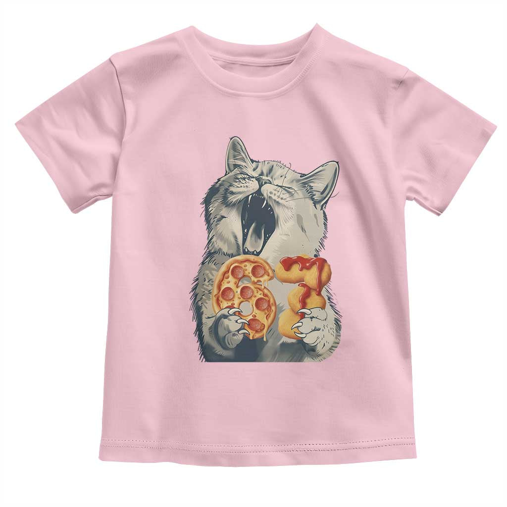 Six Seven Meme Cat 67 Pizza Nugget Toddler T Shirt Funny Gen Alpha 67 Trend Gift - Wonder Print Shop