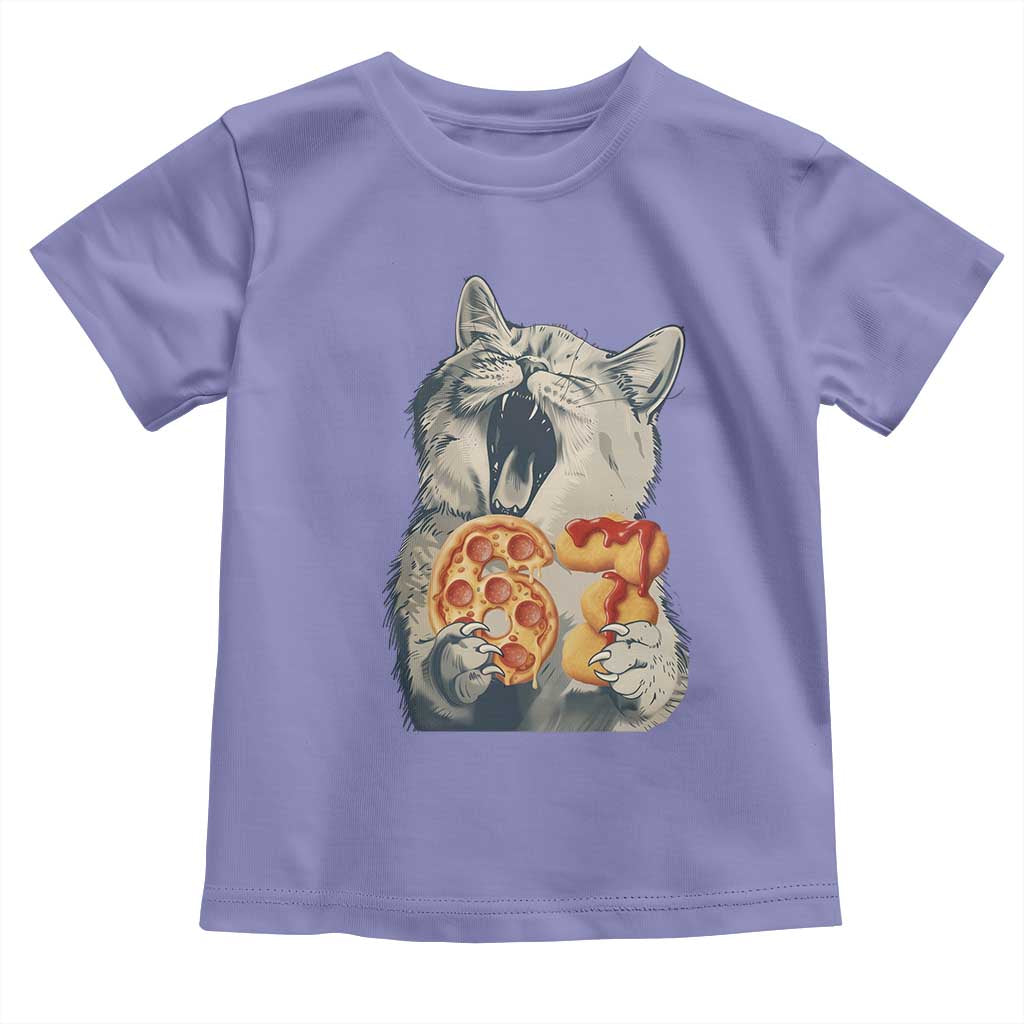 Six Seven Meme Cat 67 Pizza Nugget Toddler T Shirt Funny Gen Alpha 67 Trend Gift - Wonder Print Shop