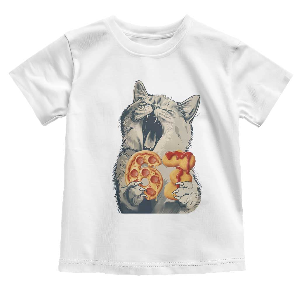 Six Seven Meme Cat 67 Pizza Nugget Toddler T Shirt Funny Gen Alpha 67 Trend Gift - Wonder Print Shop