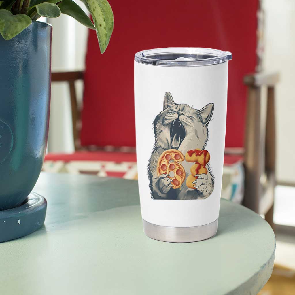 Six Seven Meme Cat 67 Pizza Nugget Tumbler Cup Funny Gen Alpha 67 Trend Gift - Wonder Print Shop