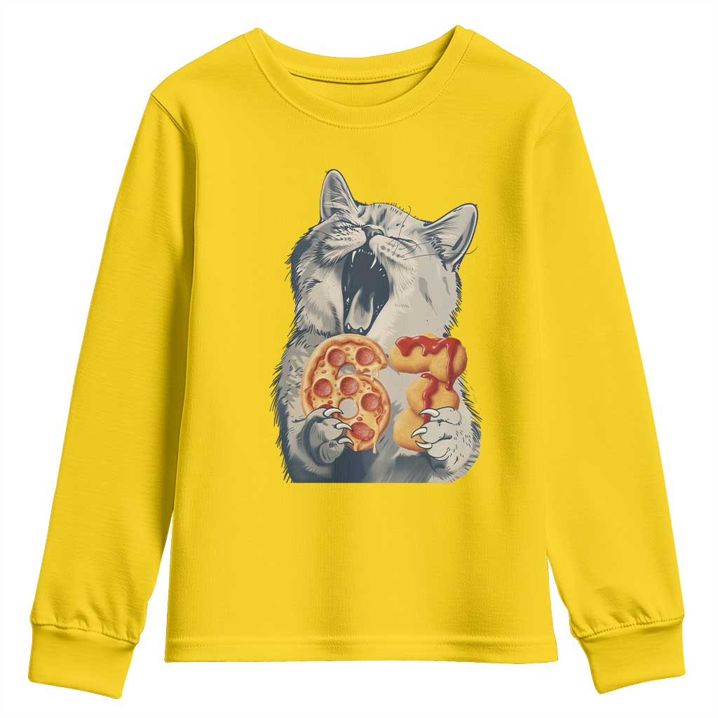 Six Seven Meme Cat 67 Pizza Nugget Youth Sweatshirt Funny Gen Alpha 67 Trend Gift - Wonder Print Shop