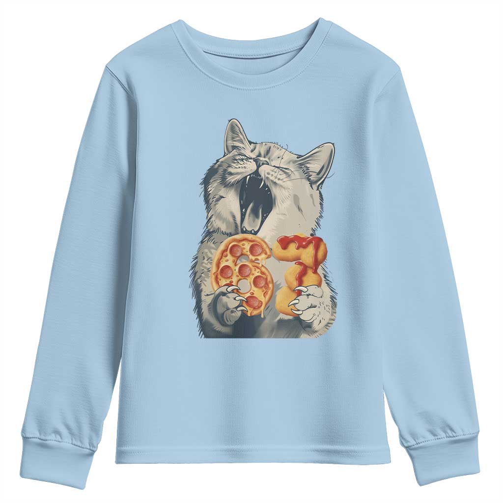 Six Seven Meme Cat 67 Pizza Nugget Youth Sweatshirt Funny Gen Alpha 67 Trend Gift - Wonder Print Shop
