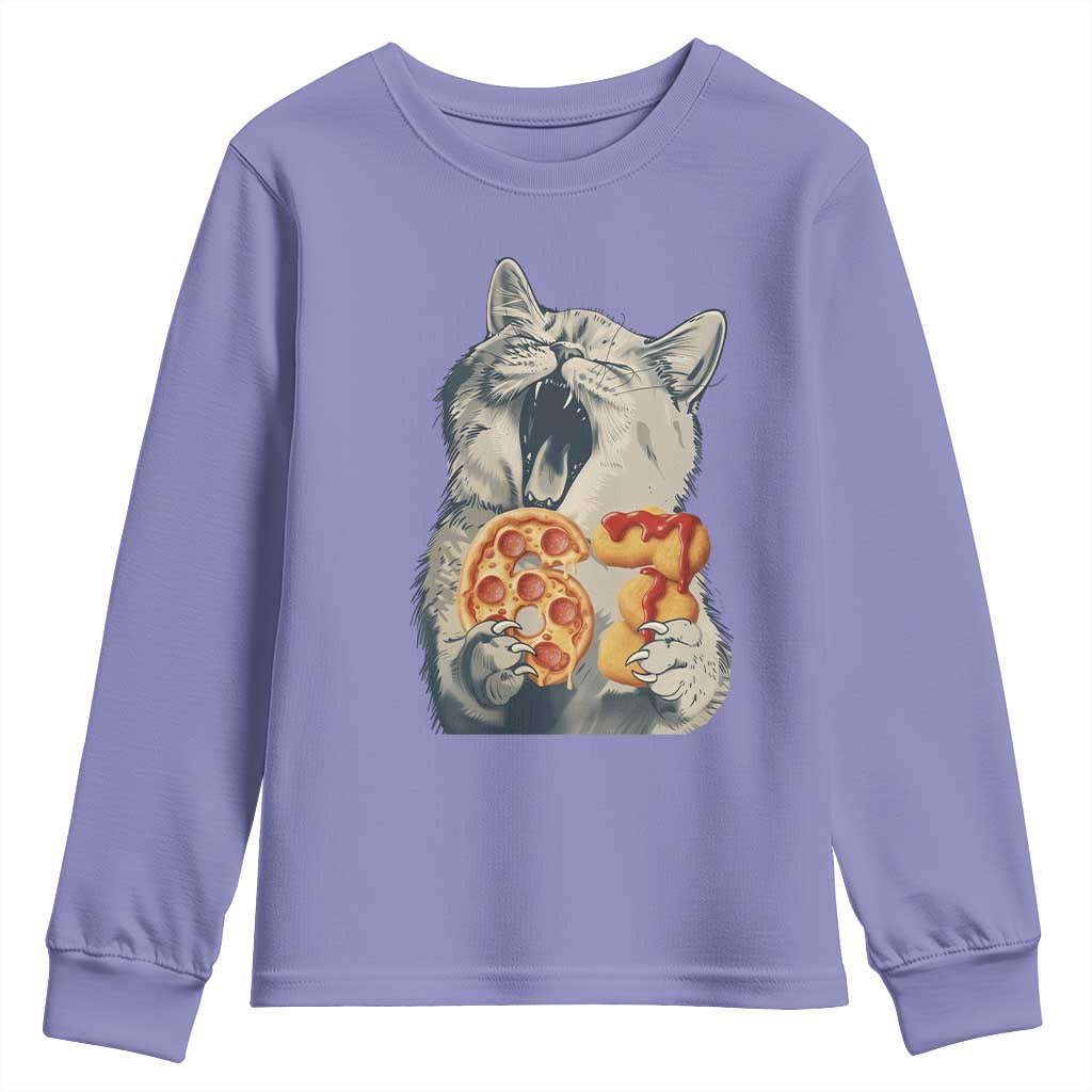 Six Seven Meme Cat 67 Pizza Nugget Youth Sweatshirt Funny Gen Alpha 67 Trend Gift - Wonder Print Shop