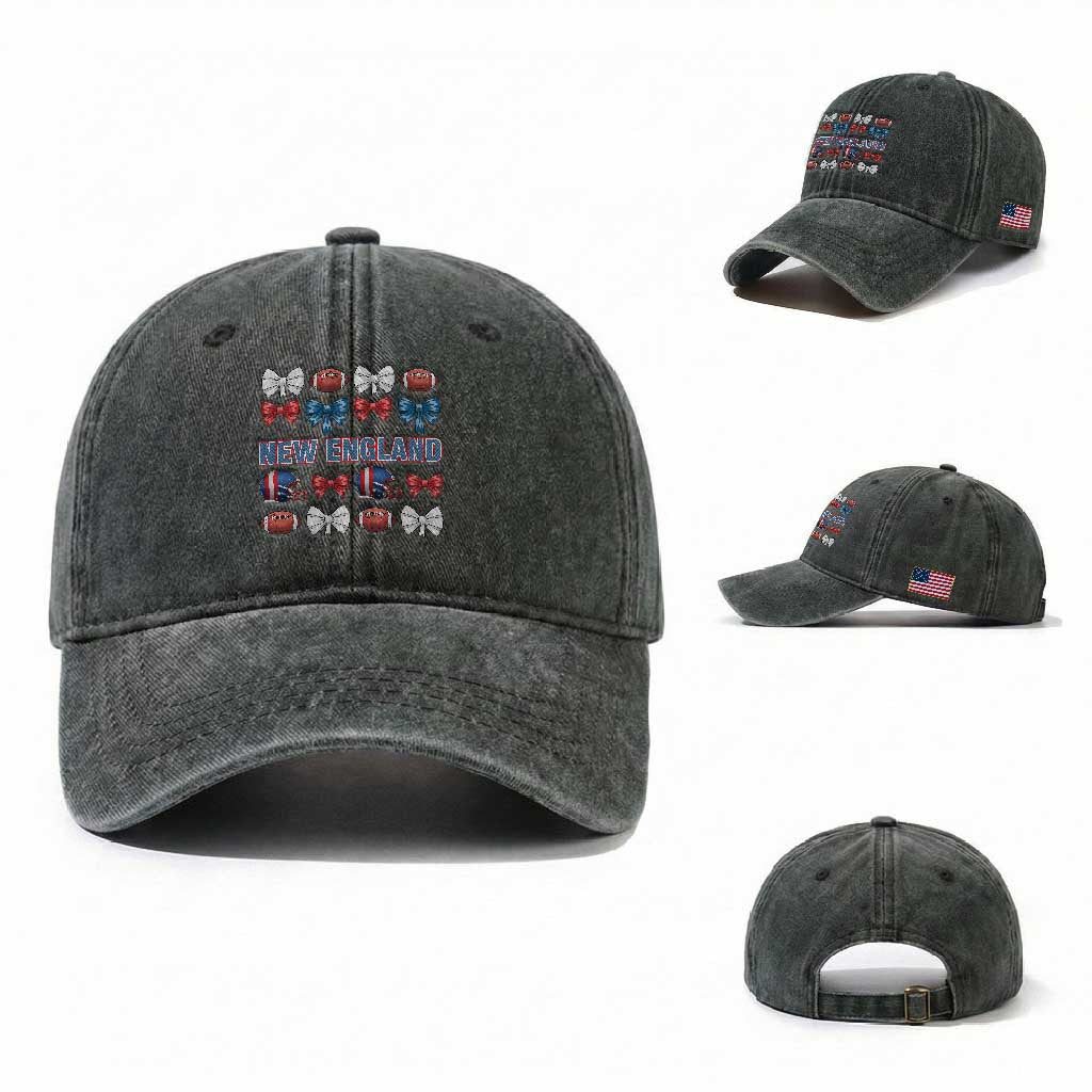 Coquette NE Football Fan Washed Cotton Baseball Cap Gift For Women