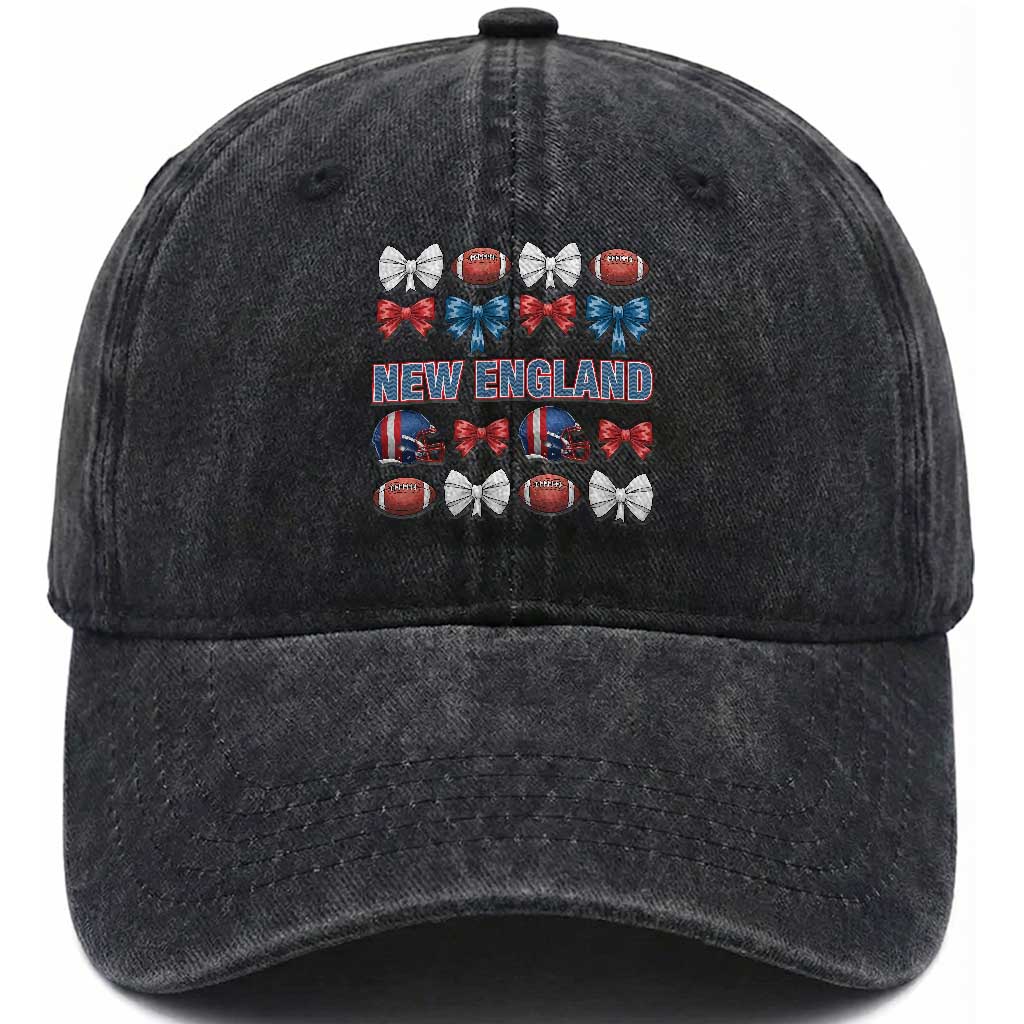 Coquette NE Football Fan Washed Cotton Baseball Cap Gift For Women