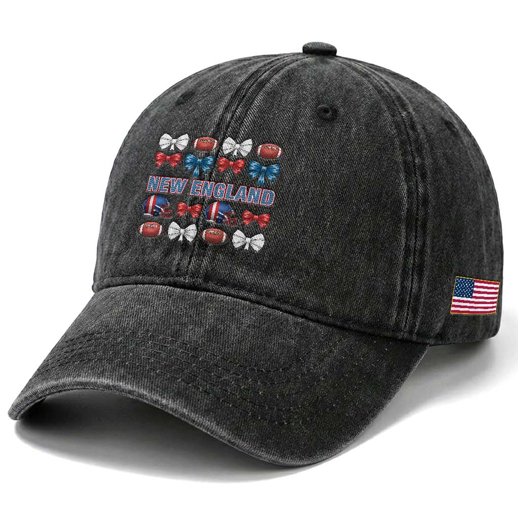 Coquette NE Football Fan Washed Cotton Baseball Cap Gift For Women
