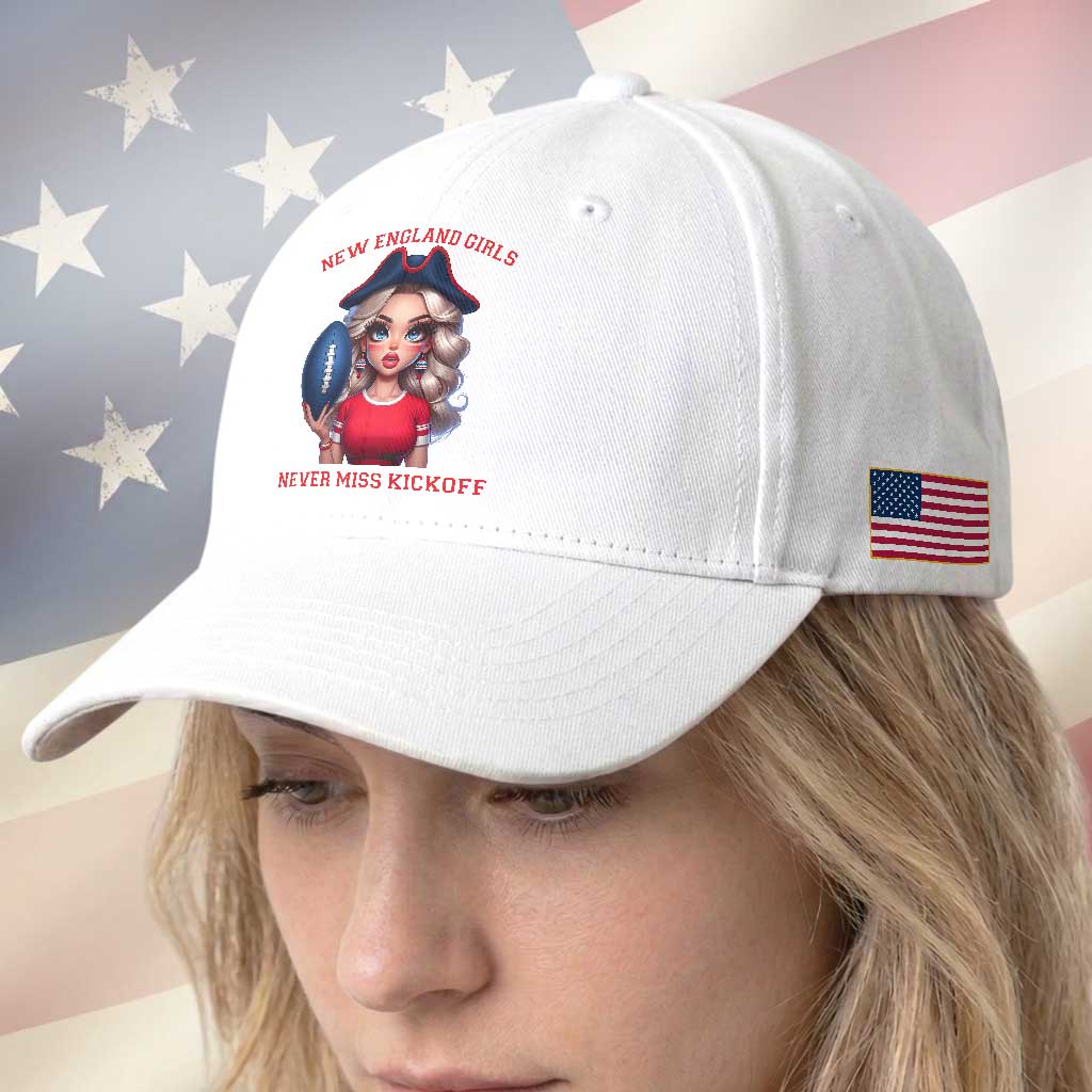 Funny East Coast Football Girl Fan Baseball Cap NE Girls Never Miss Kickoff