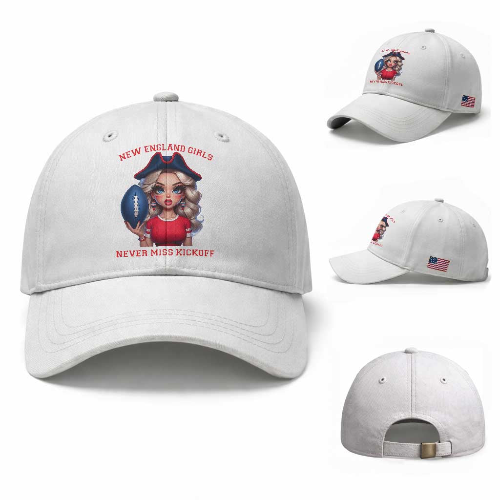 Funny East Coast Football Girl Fan Baseball Cap NE Girls Never Miss Kickoff