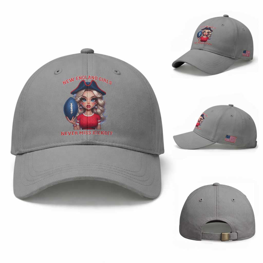 Funny East Coast Football Girl Fan Baseball Cap NE Girls Never Miss Kickoff