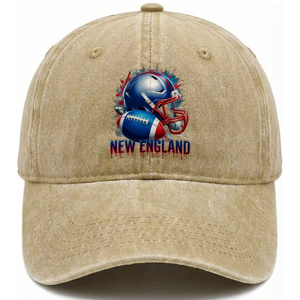 NE Football Spirit Washed Cotton Baseball Cap Game Day Sports Fan Gift