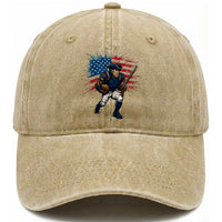 NE Football Fan Supporter Washed Cotton Baseball Cap American Flag Pride Gift