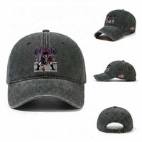 Gothic Skeleton Washed Cotton Baseball Cap NE Football Lover Gift