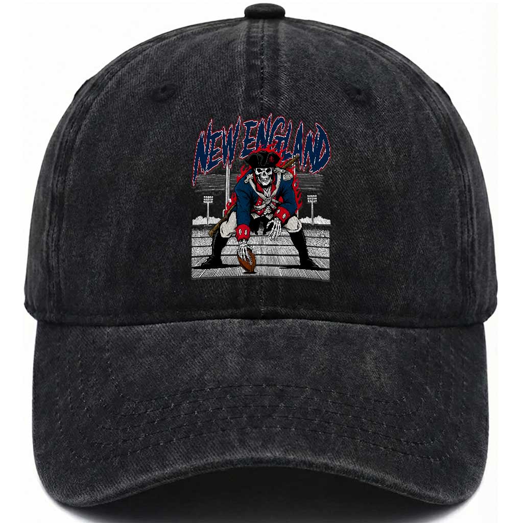 Gothic Skeleton Washed Cotton Baseball Cap NE Football Lover Gift
