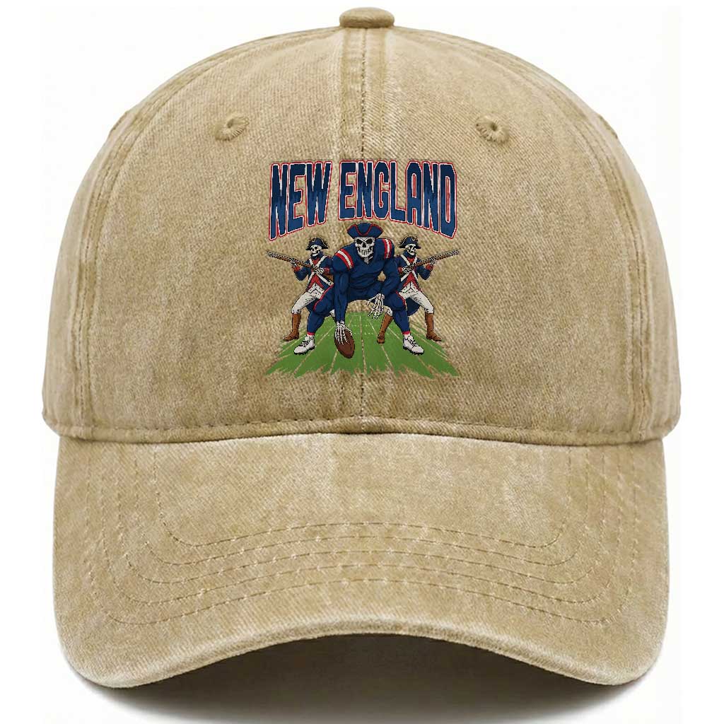 NE Gothic Skeleton Washed Cotton Baseball Cap Football Lover Gift